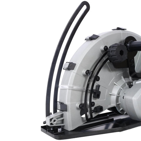 Close-up view of the 14 Inch Electric Concrete Saw With 15 Amp Motor and Wet Dry Setup showcasing the blade guard and water line.