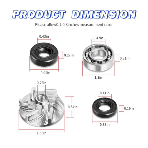 Top Shelf Water Pump Rebuild Kit Including Fresh Impeller Oil Seal And Bearing For Wr250f Yz250f 2001 Through 2013 dimensions