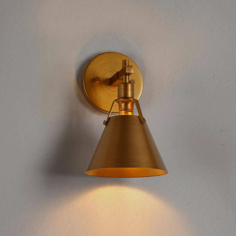 Antique Gold Wall Sconce Lighting Fixture With Modern Vintage Vibe, 1 Light Brass Finish Wall Mounted Lamp