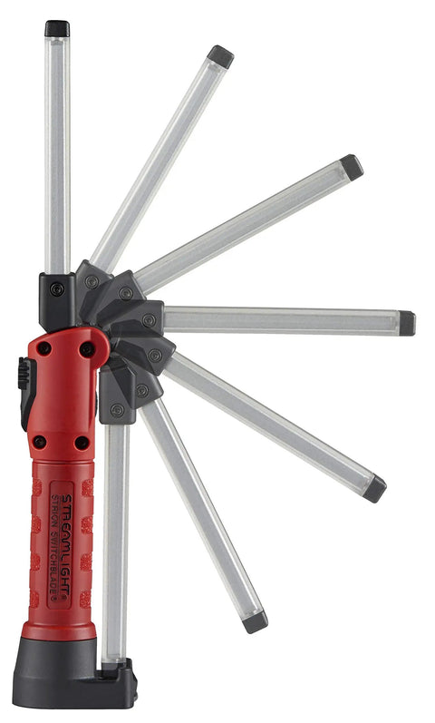 Strion Switchblade 500 Lumen Rechargeable Compact Multi Function LED Work Light With Color Rite Technology showing rotation angles