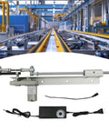Kickass Reciprocating Cycle Linear Actuator With Fully Adjustable Stroke And Smooth Speed Control Plug And Play Diy Automation Gear Rock Solid Dc 24v Electric Motor displayed in an industrial setting, showcasing its sleek design and motor detail.
