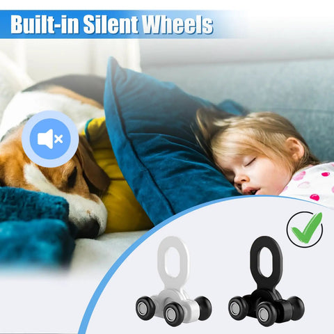 Top Shelf Heavy Duty 20 Piece White Curtain Track Roller Set With Silent Aluminum Pulleys, featuring silent wheels for seamless movement.