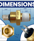 Dimensions of Replacement High Limit Switch 42001-0063S for Pool and Spa Heaters, showing measurements and material