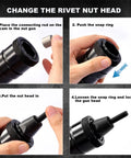Self Locking Rivet Nut Gun Head Set M6 M8 M10 For LM07 Pneumatic Rivet Nut Gun Quick Mandrel Change steps shown