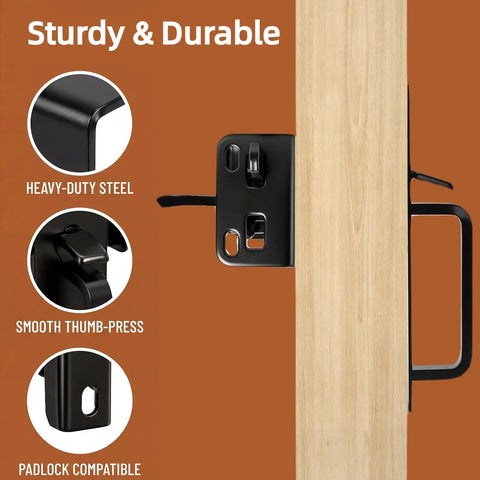 Heavy Duty Thumb Latch Self Locking Gate Latch For Wooden And Vinyl Fences 9 Inch Handle Double Sided Fence Hardware Kit details