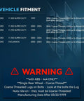 Vehicle fitment guide for Hardcore Four Wheel Drive Front Wheel Bearing Hub Assembly With Abs Coarse Thread for Ford F250 F350 Super Duty and Excursion 1999 to 2004.