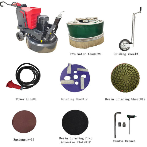 Self Propelled Concrete Floor Grinder And Polisher With 12 Head Multi Directional Grinding System with accessories
