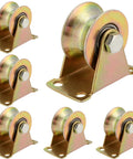 6 Pack 2 Inch U Groove Wheel Pulley Kit With Steel U Type Track Wheel Rigid Caster With Bracket For Inverted Track Sliding Gate Rollers Rolling Gate Wire Rope Rail Load Capacity 660 Lbs.