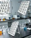 Heavy Duty Lab Drying Rack With Detachable Drip Rods And 9.5cm Spacing For Glassware in laboratory with measures.