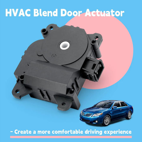 HVAC Blend Door Actuator featuring crisp climate control, black plastic body, designed for Toyota Camry and Lexus ES350.
