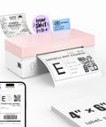 4x6 Bluetooth Thermal Label Printer for Shipping Labels Pink with wireless printing, compatible with devices via Bluetooth or USB.