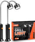Magnetic LED Grill Light For Outdoor Barbecues And Smoker Accessories, 2-Pack with gooseneck and magnetic base, packaging shown