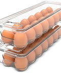 Clear Stackable Egg Organizer Trays With Lids And Handles, 14 Slot Fridge Storage Bins, Pack Of 2 for Kitchen Organization