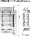 Dryer Heating Element Assembly Replacement Part 279838 W10724237 3403585 For Whirlpool Kenmore Maytag, dimensions visible