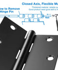 18 Pack 3.5 Inch Matte Black Door Hinges With Square Corner Interior Residential Kit Includes 108 Screws And Extra Long Fasteners, DIY diagram