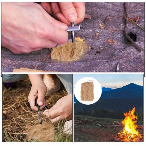 Using Six Pack Natural Jute Fire Starters for Camping and Survival Portable Fire Starter Tools for Easy Campfires BBQs Fire Pits