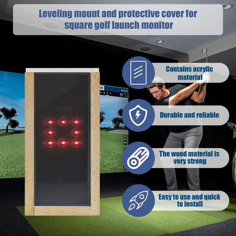 Rugged Protective Shield For Square Golf Launch Monitor Portable Case and Golf Simulator Enclosure in indoor setup