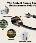 Heavy Grade Six Foot 40 Amp Extension Cord Nema 14 50P ETL Listed Waterproof SRDT Power Wire, ideal for RVs and generators.