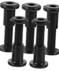 Kickass Black Stainless Steel M6 X25 Chicago Screws And Barrel Nuts Five Pack, showing six black Chicago screws for easy install.