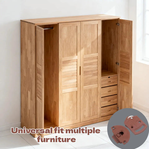 Smooth Operator Wardrobe Rollers And Quiet Nylon Closet Door Pulleys Straight Up Heavy Duty Cabinet Track Hardware With Mounting Screws No Sweat Install Zero Noise Vibe Full Set displayed with wooden cabinet and hardware.