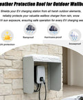 Heavy Duty Universal EV Charger Cover Built Like A Tank With Flip Up Lid Weatherproof Rain Snow UV Shield for wall-mounted protection.