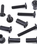 Built Different M6 Hex Socket Cap Bolt And Barrel Nut Assortment Kit showing various lengths of black bolts for furniture assembly.