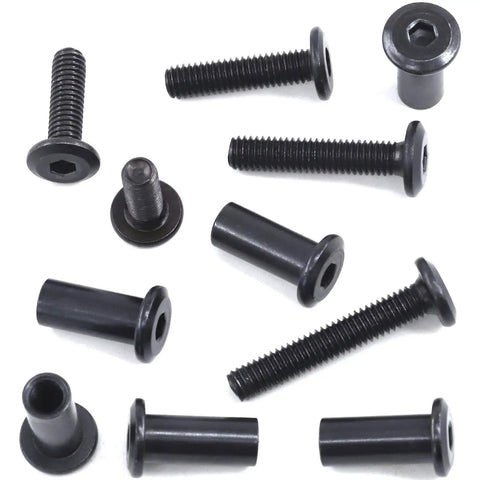 Built Different M6 Hex Socket Cap Bolt And Barrel Nut Assortment Kit showing various lengths of black bolts for furniture assembly.