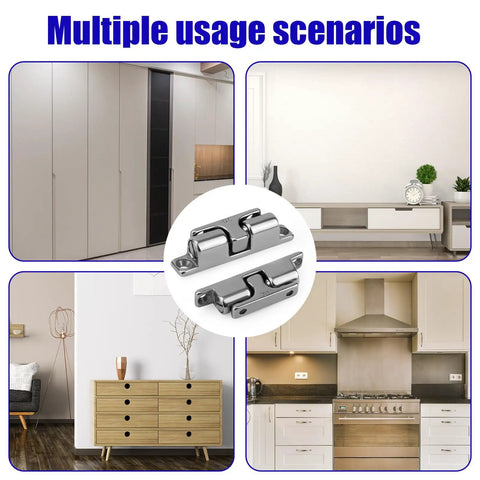 Heavy Duty Marine Grade 316 Stainless Steel Double Roller Cabinet Tension Latches With Mounting Hardware in home and boat settings.