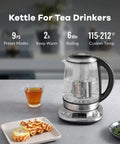 Electric Tea Kettle With Removable Infuser, 9 Preset Brewing Programs, Precise Temperature Control, on kitchen counter