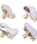 Four Crisp White Geode Cabinet Knobs With Burnished Gold Plating Designed To Level Up Your Kitchen Drawers Bedroom Dressers And Closet Doors While Adding A Clean Modern Vibe To Any House.