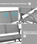 Two Person Swing Glider Chair 48 Inch Spacious Outdoor Lounge Bench showing ergonomic armrest and backrest details