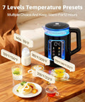 Electric Tea Kettle With Temperature Control And Glass Body For Tea And Coffee Daily Driver Smart Water Boiler Auto Shut Off 12 Hour Keep Warm One Touch 6 Presets Strix Thermostat Easy Pour Fast Boil with temperature presets displayed