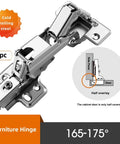 Large Angle Hydraulic Soft Close Door Hinge 165 Degree For Cabinets And Furniture Easy Install Dampening Buffer Hardware