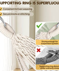 Ultra Comfy Cotton Hammock Portable Camping Hammock For Hanging With Tree Straps Sturdy Garden Fabric Hammock Up To 660 Lbs Includes Travel Bag showing strong rope suspension without ring support.