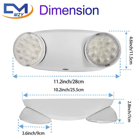 Emergency Lighting Fixtures With Battery Backup For Commercial Use Two Adjustable LED Light Heads 120V Or 277V AC UL Certified