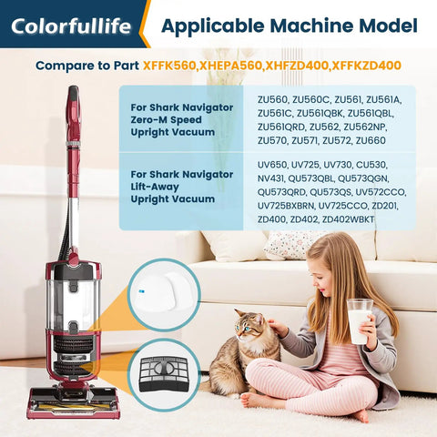 Replacement Filter For Shark Navigator Upright And Rotator Lift Away Vacuums Fits multiple models with a mother and child on a couch