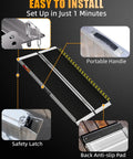 Premium 4 Foot Portable Wheelchair Ramp For Home Steps Features Non Slip Grip Built Tough Mobility Access Solution Rolls Super Smooth Over Thresholds Dead Simple Setup Done For You with safety latch and portable handle.