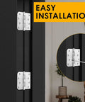 Heavy Duty Premium Stainless Steel Door Hinges Built Tough With Top Tier Ball Bearing Action So You Cannot Even Hear Them Moving While Securing Doors Perfectly With 3 Pack, easy installation on black door.