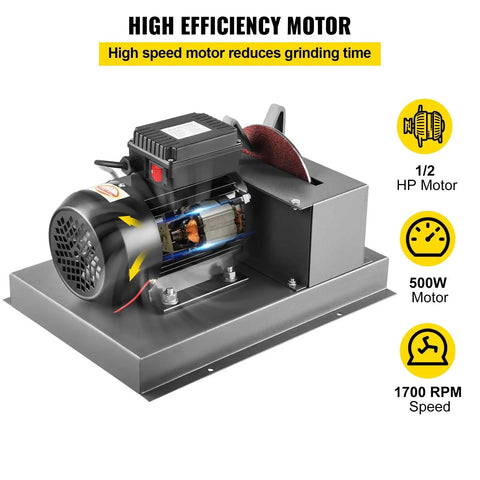 Heavy Duty 500W Bench Grinder Featuring 7 Inch Grinding Wheel For Sharpening Lawnmower Blades Knives And Scissors Adjustable 30 And 40 Degree Angles reliable shop workhorse motor close-up.
