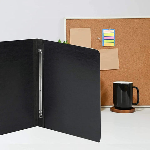 Hella Sturdy Metal Prong Paper Fastener Kit With Punch Compressor, Killing It On Doc Organization, 50 Count Beefy Prong Clips displayed with black folder.