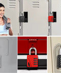 Small Combo Padlocks For Gym And School Lockers Totally Foolproof Keyless Dials With Free Personalized Tag Two Pack in use on lockers.