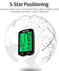 GPS Bike Computer With Wireless Data Sync And Green Auto Backlight 2.4 Inch LCD Screen Speedometer Odometer IPX7 Waterproof Auto Start Stop For Road And Mountain Biking MPH KMH displayed over globe graphic