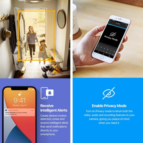 Top Tier 4 Megapixel Indoor Wireless Security Camera With Slick Pan And Tilt delivers quick audio alerts in home entrance.
