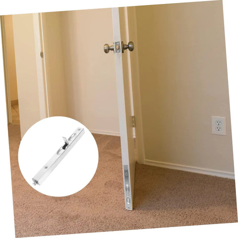 Rock Solid Stainless Steel Flush Bolt Door Latch Lock installed on a French door, showing concealed hardware for security.