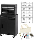 Badass Rolling Tool Chest With Detachable Top Box And Lockable Casters For Tough Shop Storage featuring a sleek black finish and organized drawers.