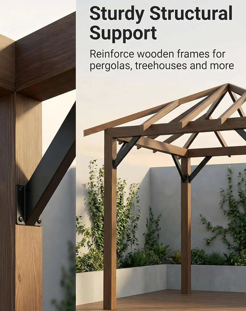 45 Degree Angle Pergola Bracket Kit 6 Pack Heavy Duty Metal DIY Brackets For Gazebos Patios Porches Tree Houses And Log Cabins Durable Steel Connector Braces For Strong Easy Outdoor Frame Builds