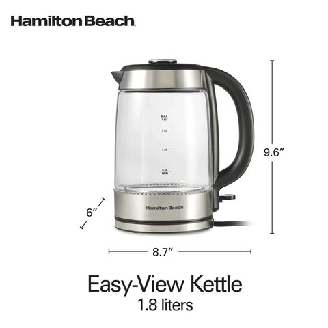 Electric Tea Kettle With 1500 Watts For Fast Boil 1.8 Liter Water Boiler Cordless Serving Auto Shutoff Boil Dry Protection Easy View