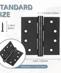 Six Pack Tough As Nails 4 Inch Stainless Steel Door Hinges Heavy Duty Ball Bearing Action Matte Black Finish with dimensions