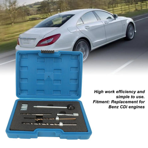 Workhorse Injector Clamping Bolt Thread Repair Kit Replacement For Diesel Benz Models includes tools in blue case.