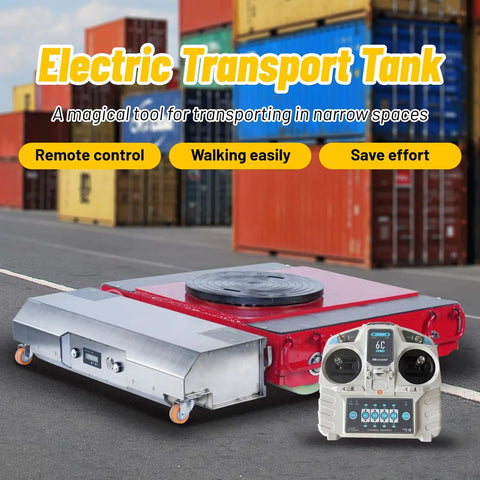 Heavy Duty 50 Ton Electric Machinery Skates With Wireless Remote Control And 360 Degree Swivel Polyurethane Wheels in an industrial setting.